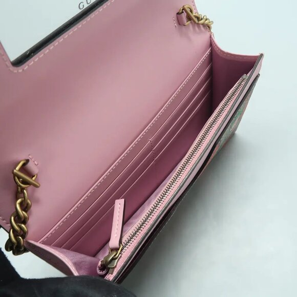 Authentic GUCCI Chain Wallet Brown Strawberry Canvas Shoulder Bag 778-121424 - Picture 9 of 12